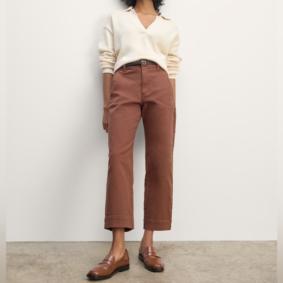 Everlane Pants - Everlane Straight Leg Crop Pants in Brown